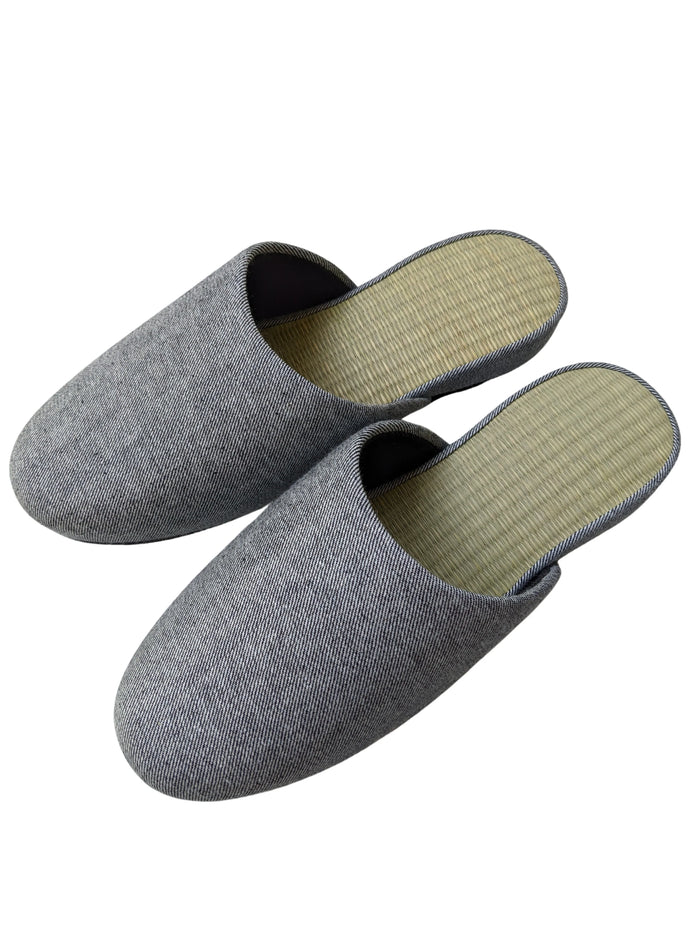 ＊ Pre-order ＊TATAMI Denim Slippers B-Type  [Black Wool Felt Sole] / Simple [Denim Hiroshima] - Heiwa Slipper