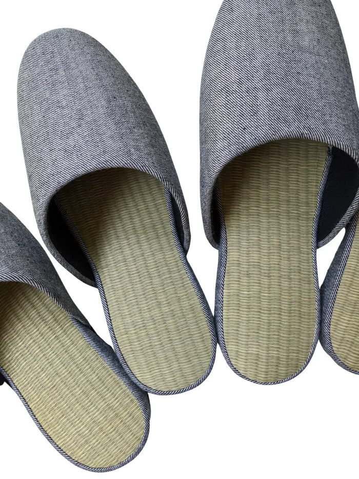 ＊ Pre-order ＊TATAMI Denim Slippers B-Type  [Black Wool Felt Sole] / Simple [Denim Hiroshima] - Heiwa Slipper