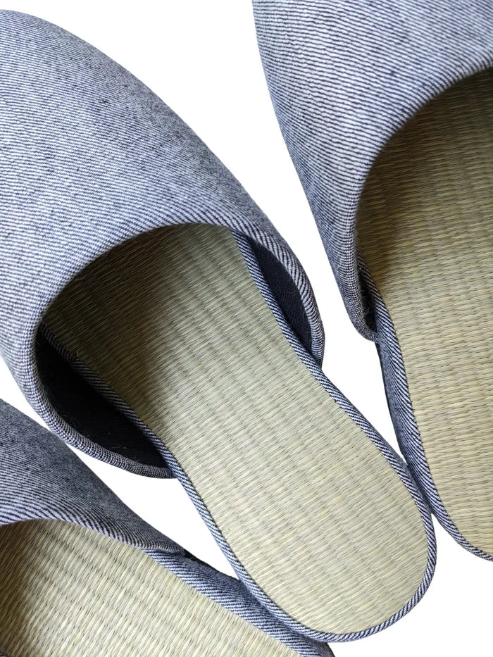＊ Pre-order ＊TATAMI Denim Slippers B-Type  [Black Wool Felt Sole] / Simple [Denim Hiroshima] - Heiwa Slipper