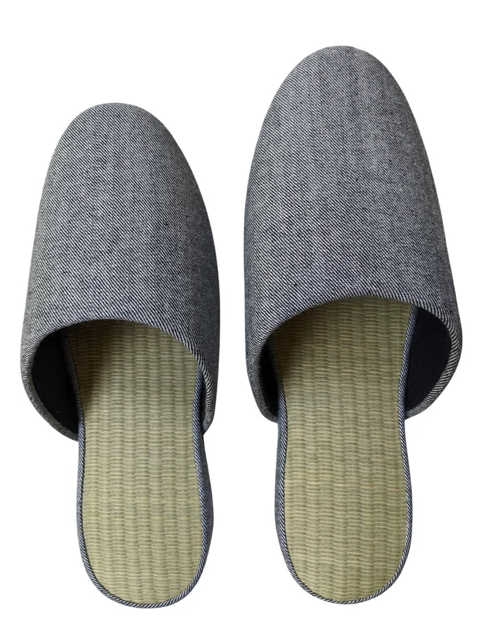 ＊ Pre-order ＊TATAMI Denim Slippers B-Type  [Black Wool Felt Sole] / Simple [Denim Hiroshima] - Heiwa Slipper