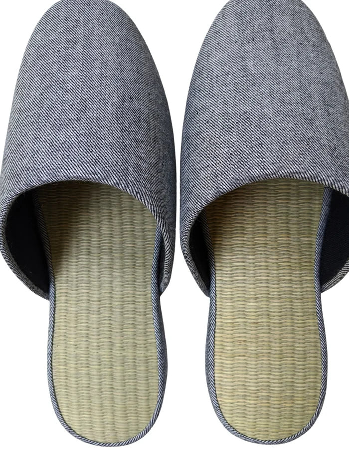 ＊ Pre-order ＊TATAMI Denim Slippers B-Type  [Black Wool Felt Sole] / Simple [Denim Hiroshima] - Heiwa Slipper