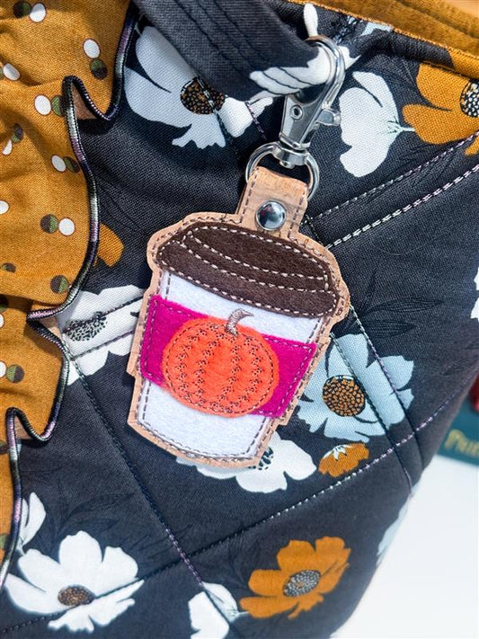 Pumpkin Spice Latte Bag Tag (Downloadable Machine Embroidery Pattern)