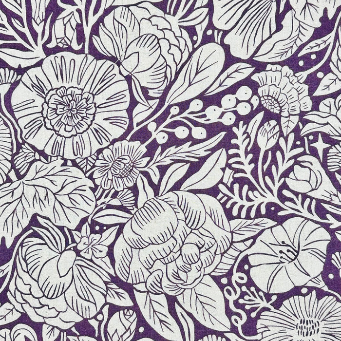 Purple Floral Cotton Linen bag set - MEDIUM SIZE flat bag FREE with purchase of kitted Pansy Patch Houses of Stitchery Lane - must add to cart and use coupon