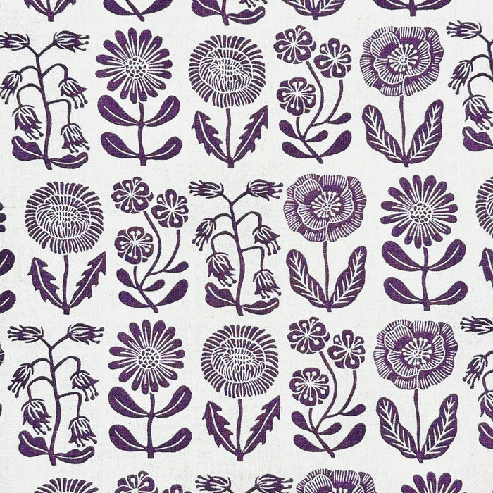 Purple Floral Cotton Linen bag set - MEDIUM SIZE flat bag FREE with purchase of kitted Pansy Patch Houses of Stitchery Lane - must add to cart and use coupon