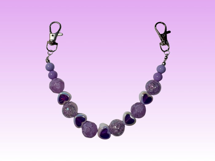 Purple Lace & Hearts | Binder Chain Charm | Fits A6 Binders