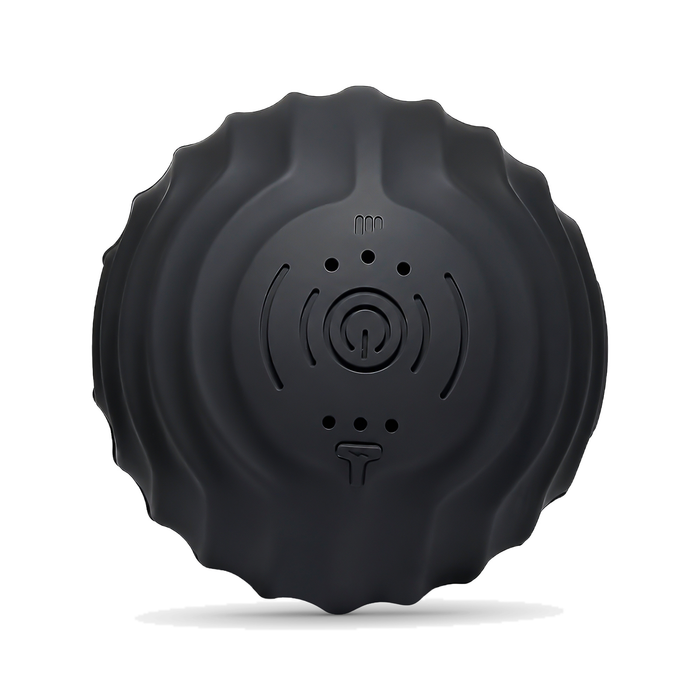 RECOVERO TRIGGER POINT ROLL vibrating trigger point massage ball in black silicone, front view
