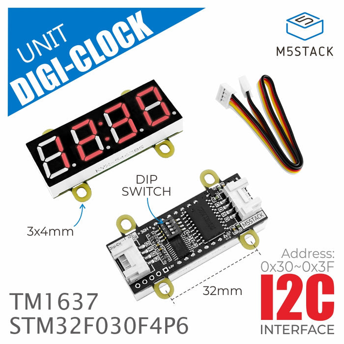 Red 7-Segment Digit Clock Unit - m5stack-store