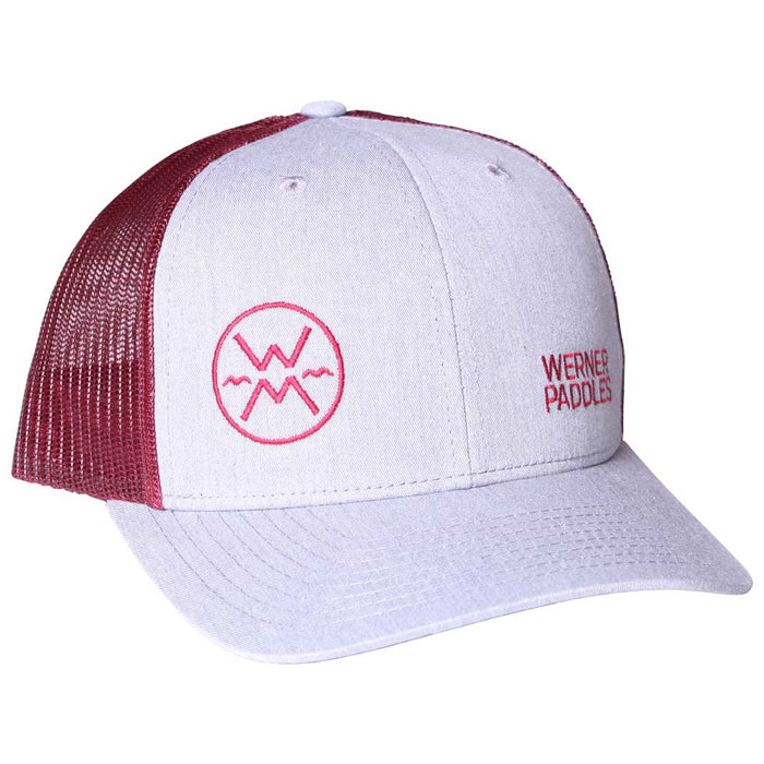 Werner Rolled Brim Adjustable Hat Grey with Berry Logo angle view