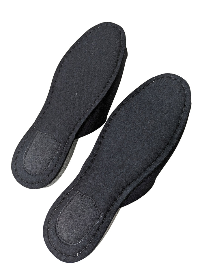 [SALE] Open-toe TATAMI(Mix color)  Denim Slippers Mix color [Black Wool Felt Sole] / Simple [Denim Hiroshima] - Heiwa Slipper