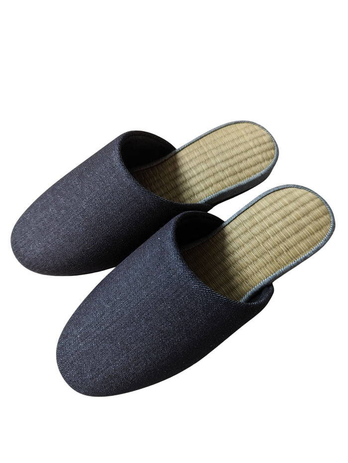 [SALE] TATAMI [MIX color] Denim Slippers Mix color [Black Wool Felt Sole] / Simple [Denim Hiroshima] - Heiwa Slipper