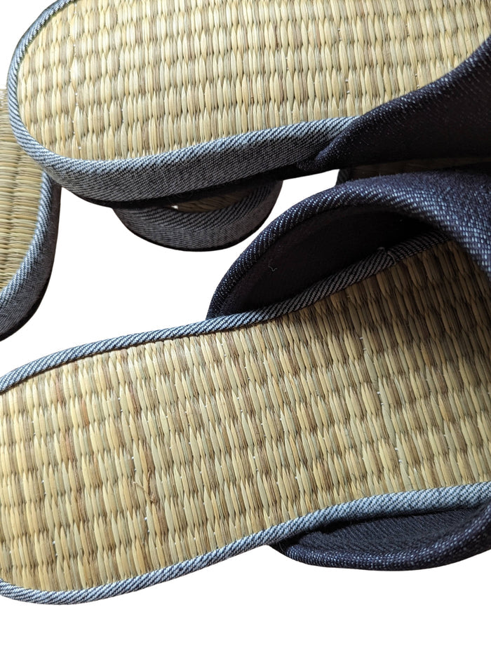 [SALE] TATAMI [MIX color] Denim Slippers Mix color [Black Wool Felt Sole] / Simple [Denim Hiroshima] - Heiwa Slipper