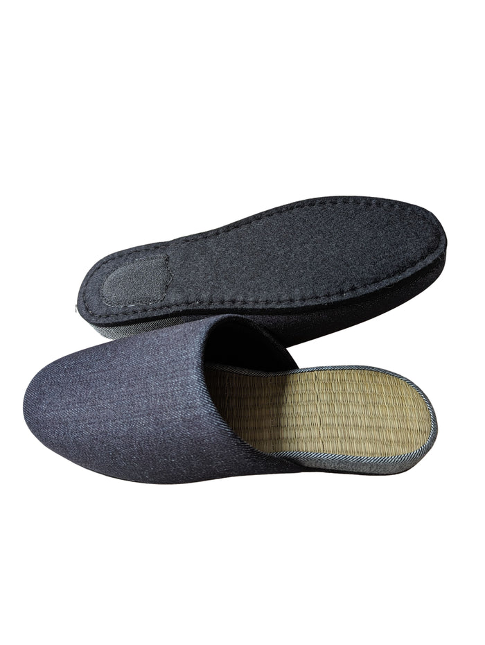 [SALE] TATAMI [MIX color] Denim Slippers Mix color [Black Wool Felt Sole] / Simple [Denim Hiroshima] - Heiwa Slipper