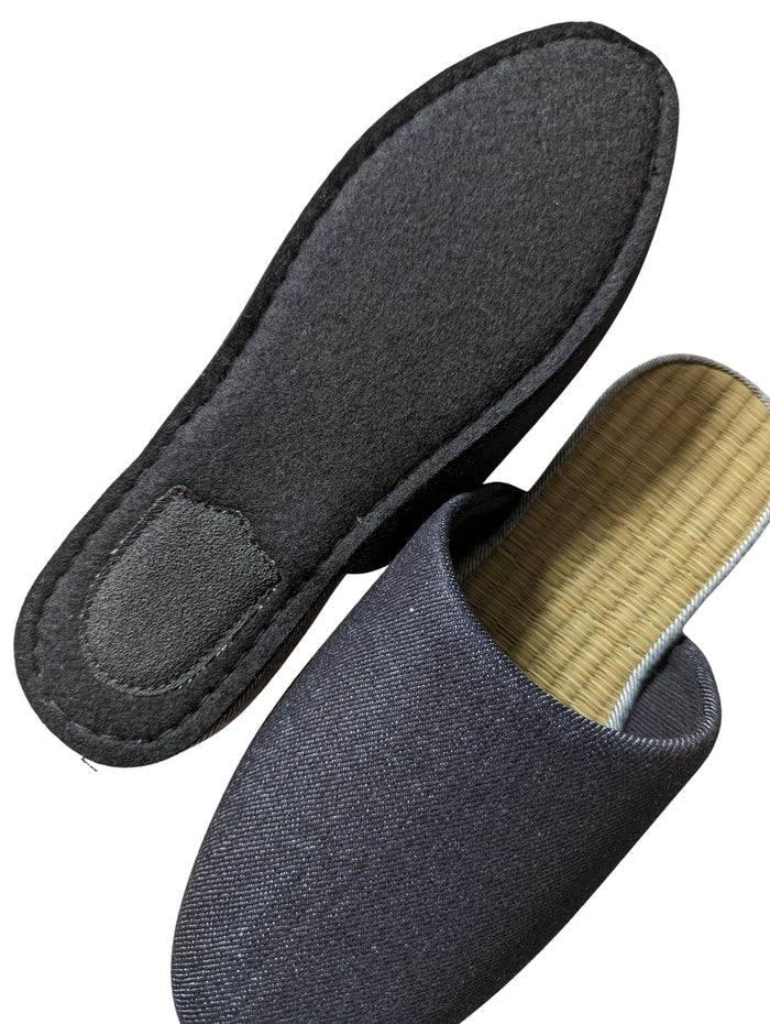 [SALE] TATAMI [MIX color] Denim Slippers Mix color [Black Wool Felt Sole] / Simple [Denim Hiroshima] - Heiwa Slipper