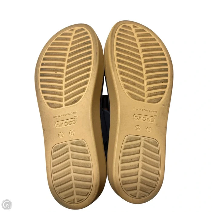 Sandals Heels Wedge By Crocs In Navy, Size: 6