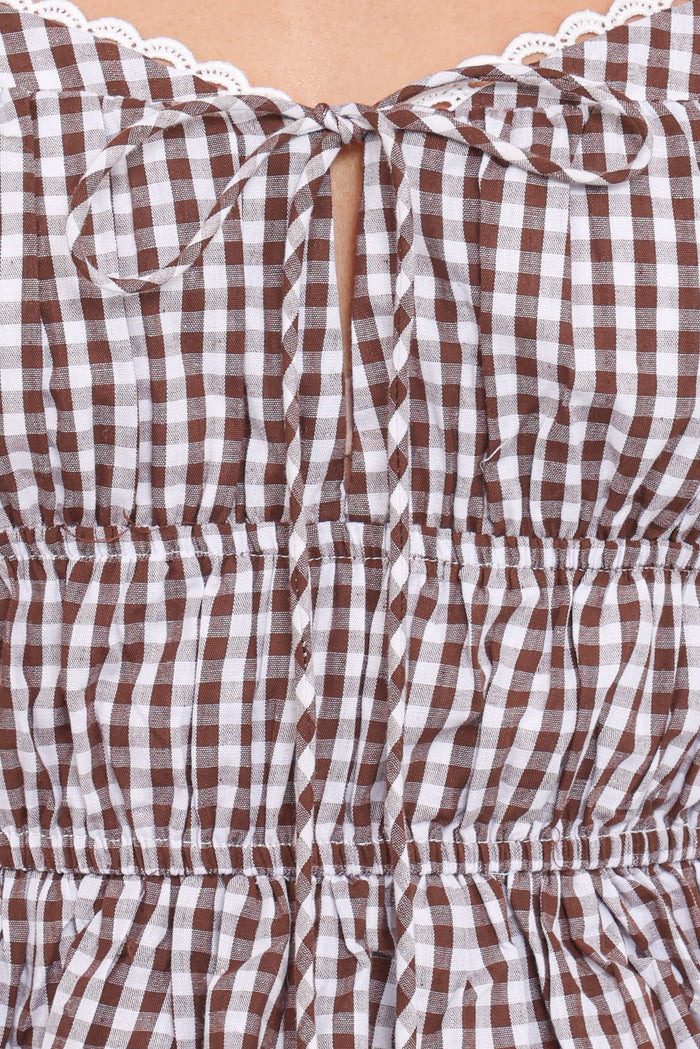 Petal and Pup USA TOPS Saphia Top - Brown Gingham