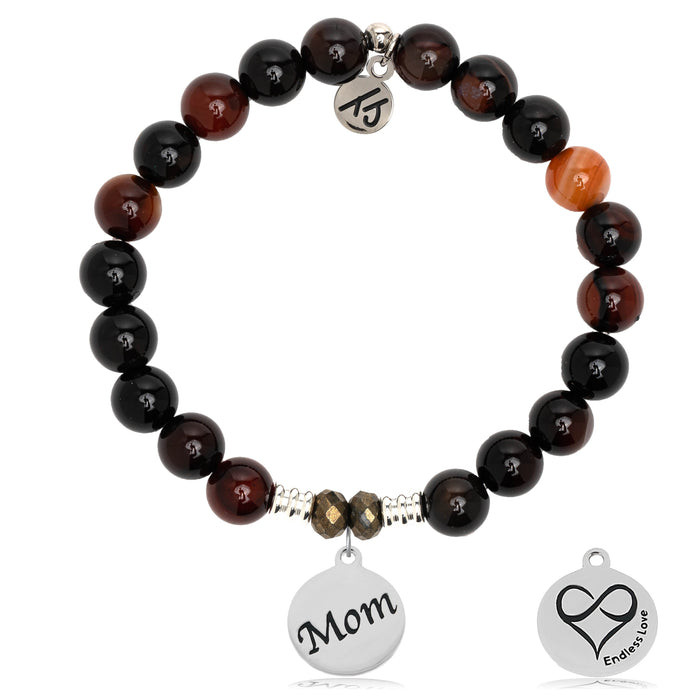 Sardonyx Stone Bracelet with Mom Sterling Silver Charm