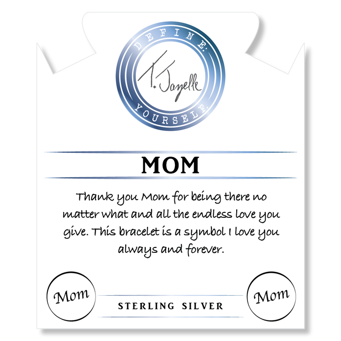Sardonyx Stone Bracelet with Mom Sterling Silver Charm