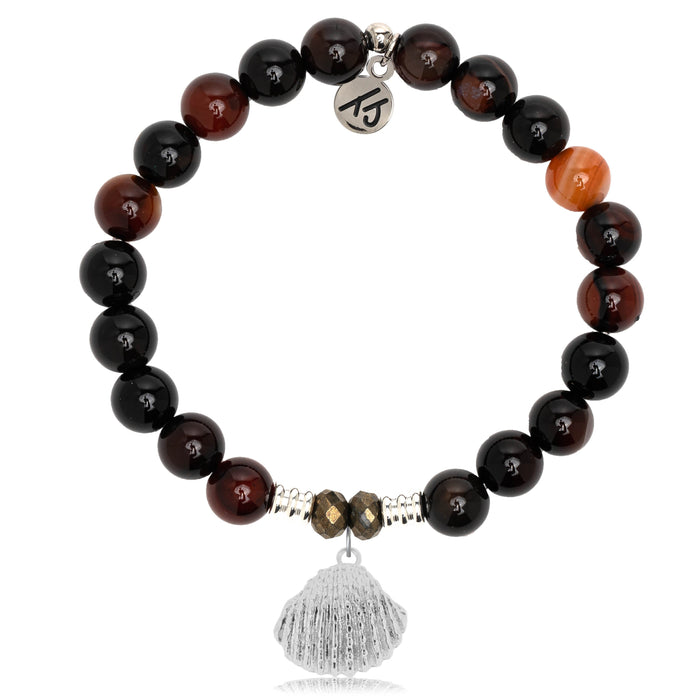 Sardonyx Stone Bracelet with Seashell Sterling Silver Charm