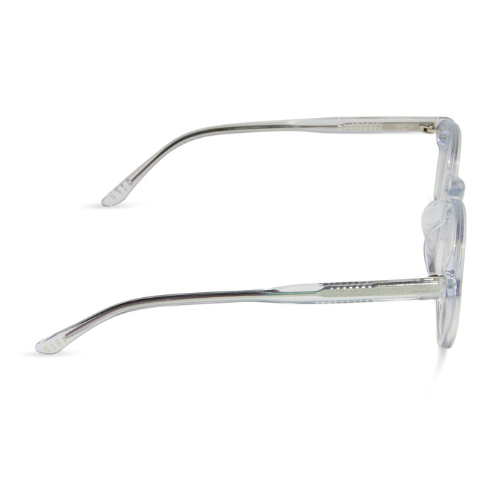 diff eyewear sawyer round prescription glasses with a opalescent turquoise frame side view