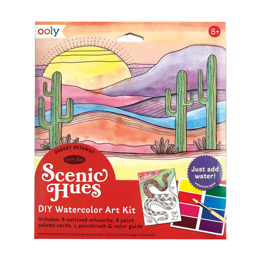 Desert Getaway Scenic Hues DIY watercolor art kit front of packaging