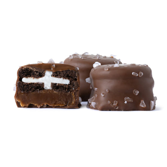 Sea Salt Caramel Milk Chocolate Mini Sandwich Cookie Treats - 7 LB