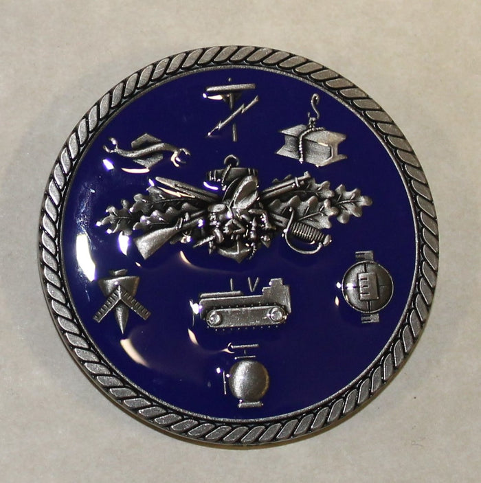 Seabee Construction Battalion Rates / CB Blue Enamel Navy Challenge Coin