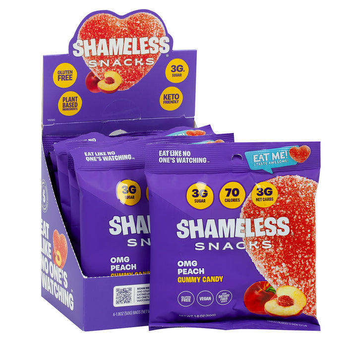 Shameless Snacks Peach OMG Gummy Candy - 6 Count