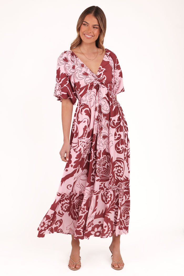 Petal and Pup USA DRESSES Shanae Maxi Dress - Pink Brown Paisley