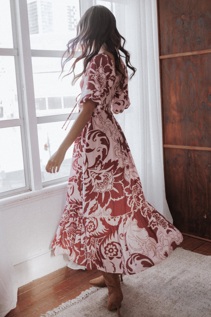 Petal and Pup USA DRESSES Shanae Maxi Dress - Pink Brown Paisley