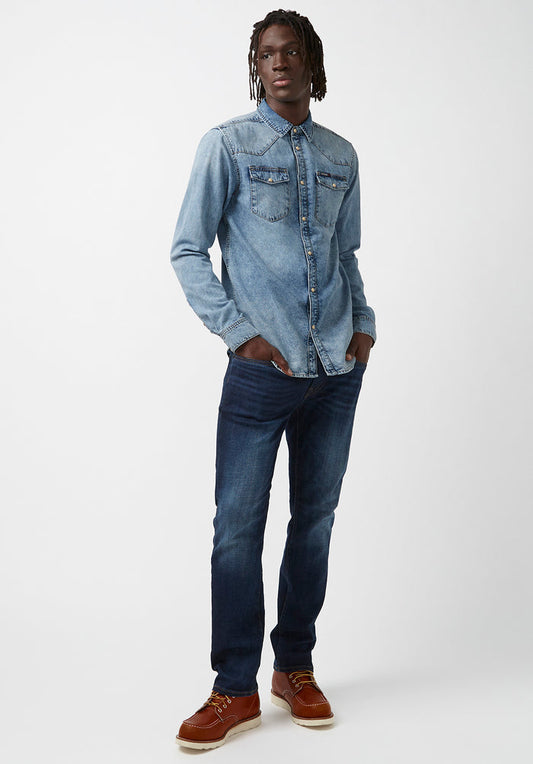 Buffalo Men Shirts Navy Woven Woven Long Sleeve