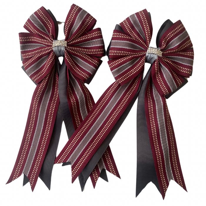 🤩 Show Bows: Hampton Stripe: Merlot