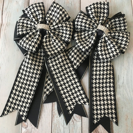 🤩 Show Bows: Houndstooth Black/White