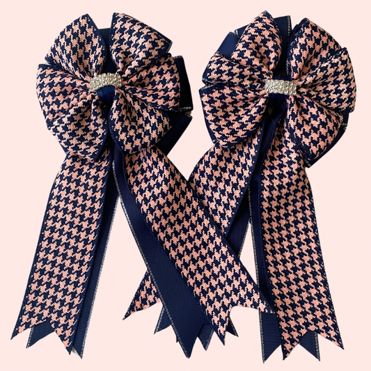 🤩 Show Bows: Houndstooth Navy/Pink