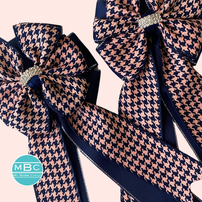 🤩 Show Bows: Houndstooth Navy/Pink