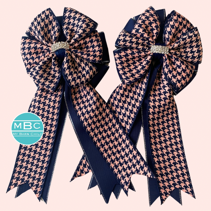 🤩 Show Bows: Houndstooth Navy/Pink