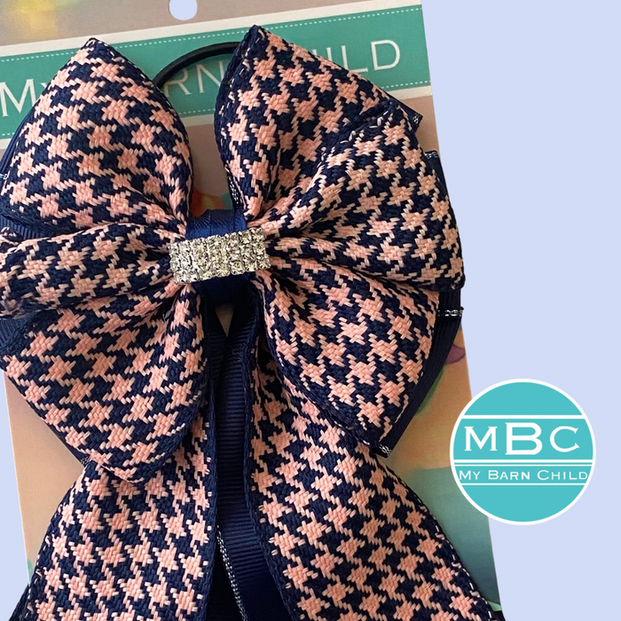 🤩 Show Bows: Houndstooth Navy/Pink