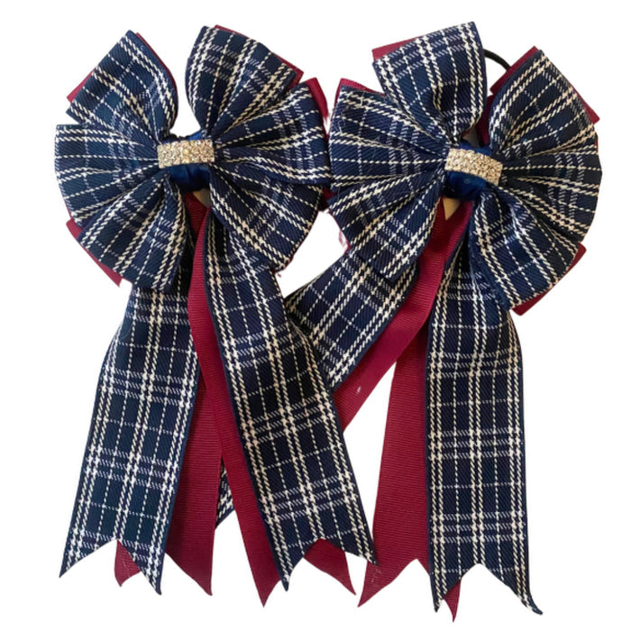 🤩 Show Bows: Navy Plaid/Merlot