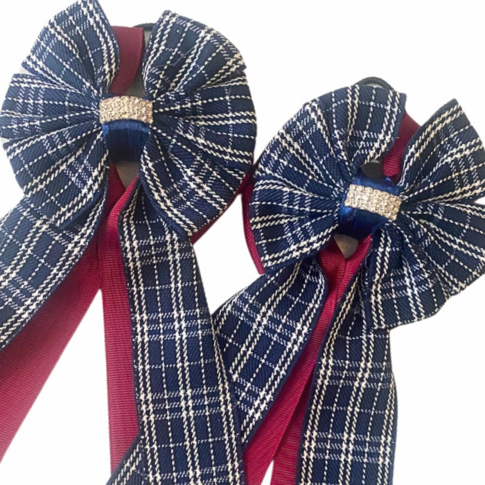 🤩 Show Bows: Navy Plaid/Merlot