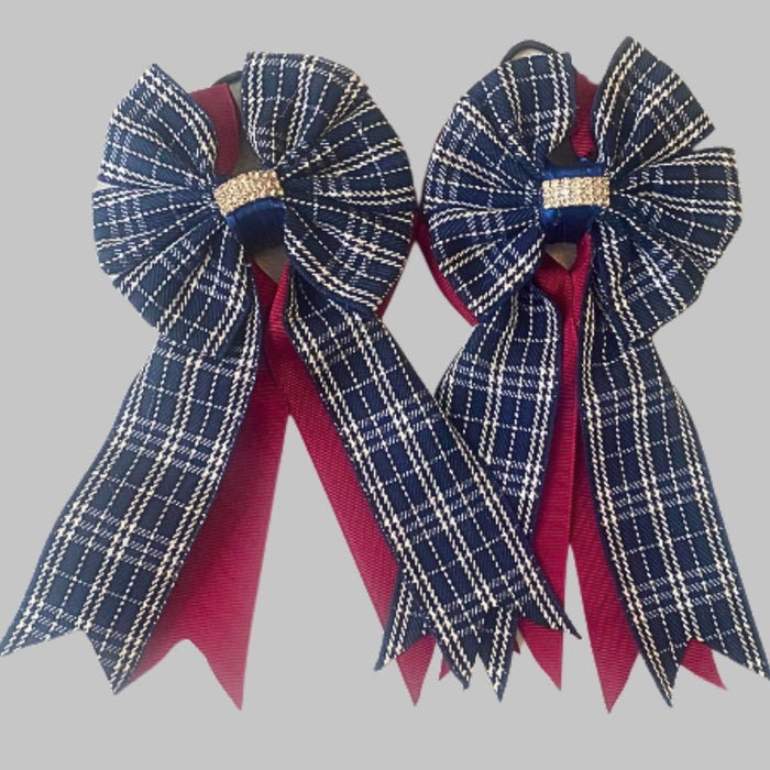 🤩 Show Bows: Navy Plaid/Merlot