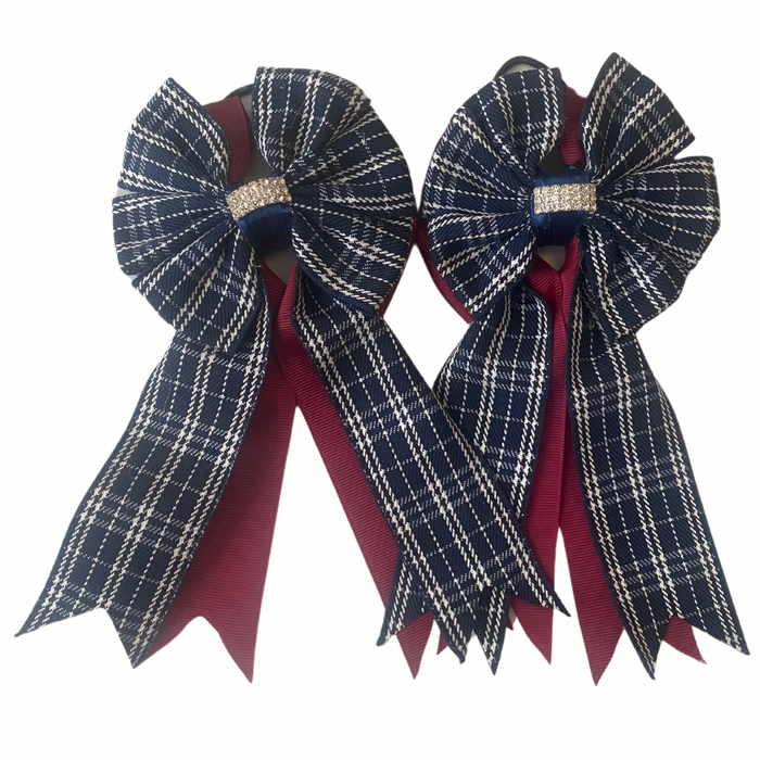 🤩 Show Bows: Navy Plaid/Merlot
