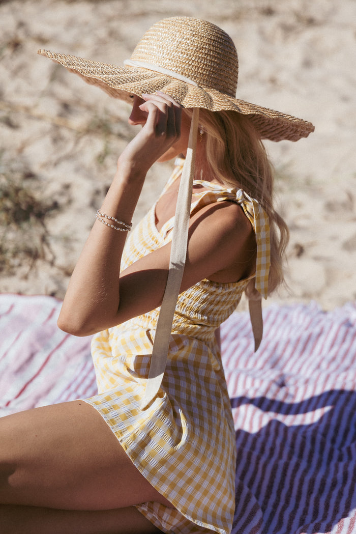 Petal and Pup USA PLAYSUITS Simo Romper - Yellow Gingham