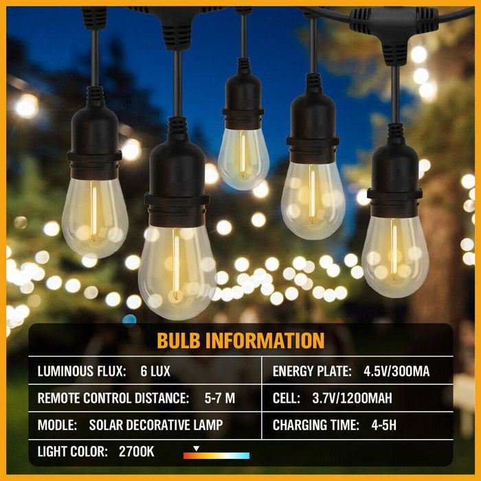 Solar Power 15 LED 18.2M Festoon String Lights Wedding Party WaterProof -Home Living Store - -