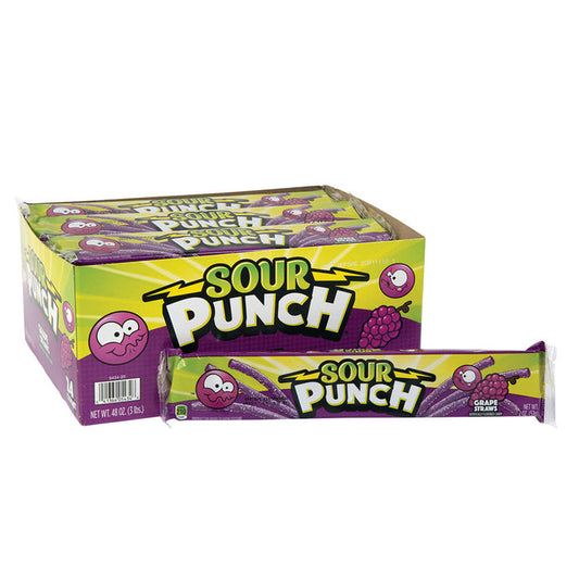 Sour Punch Grape Sour Straws Candy - 24 Count
