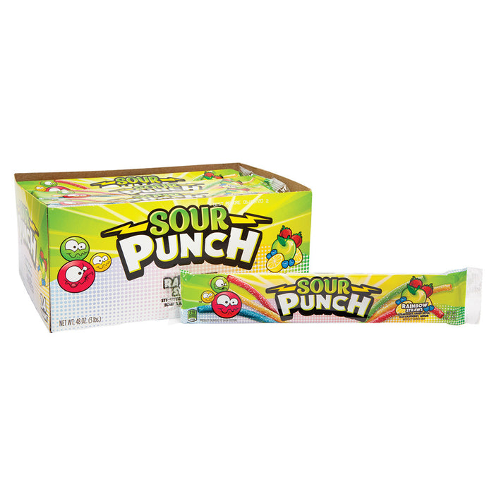 Sour Punch Rainbow Straws Sour Candy - 24 Count