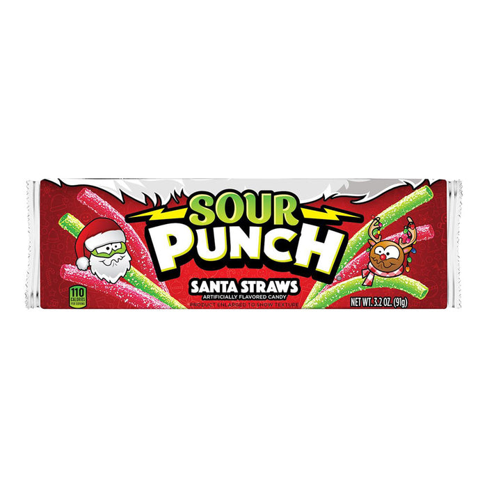Sour Punch Santa Straws Sour Candy - 144 Count