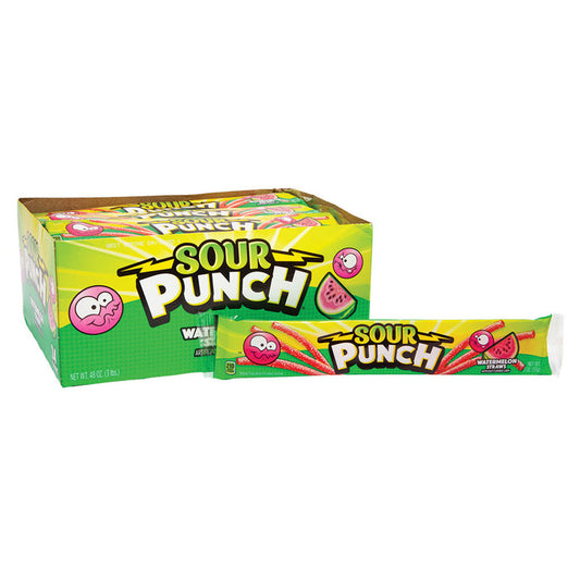 Sour Punch Watermelon Sour Straws Candy - 24 Count