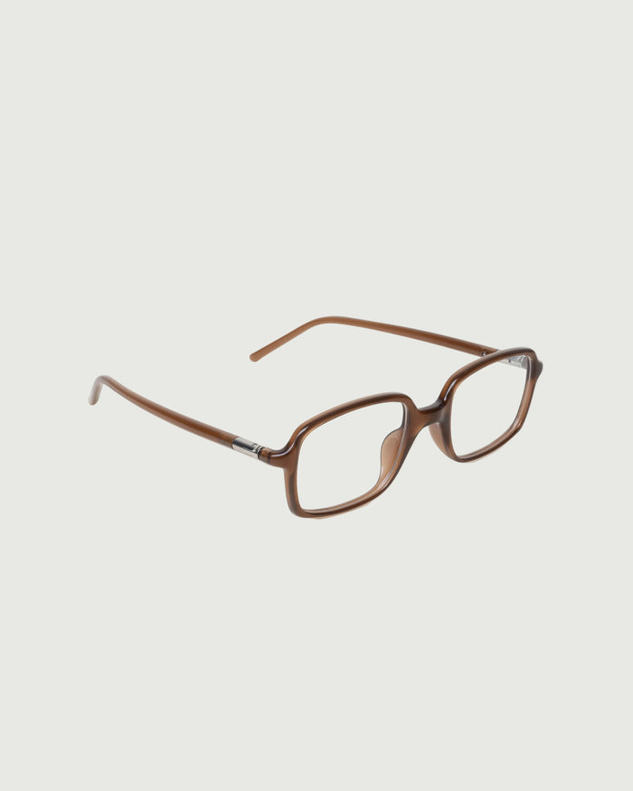 Walnut::Spencer Eyeglasses rectangle brown recycled polyester front diagonal