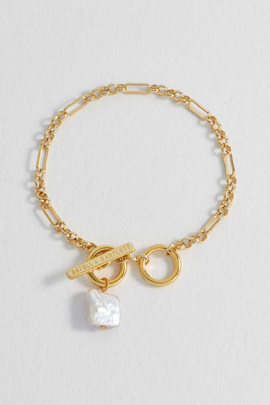 Square Baroque Pearl T-Bar Bracelet