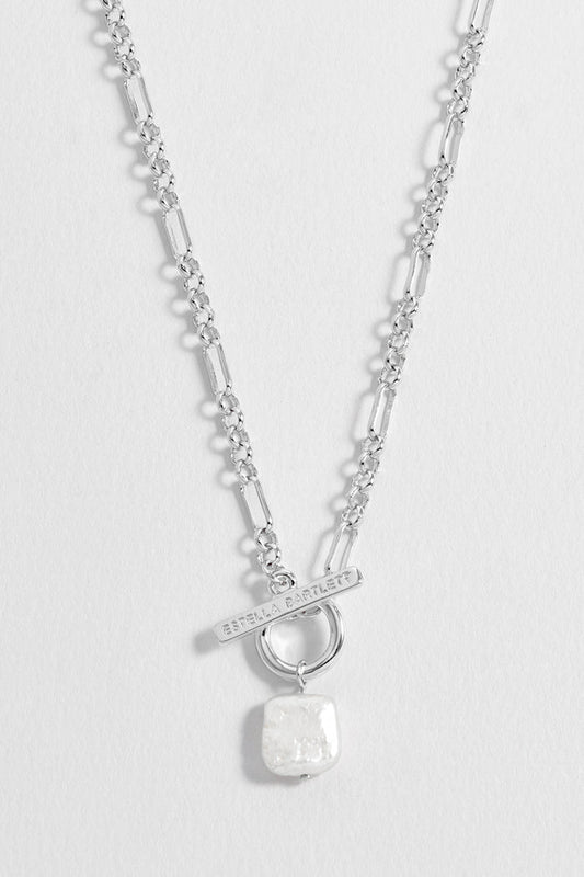 Square Baroque Pearl T-Bar Necklace