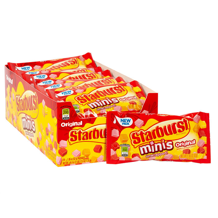 Starburst Minis Unwrapped Fruit Chews Candy - 24 Count